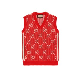 GG knit cotton jacquard vest