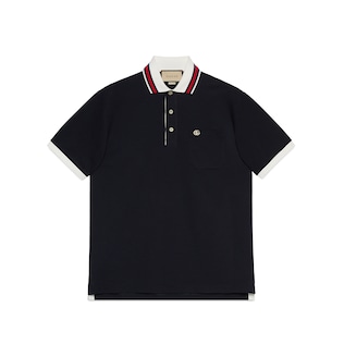 Cotton piquet polo with Double G