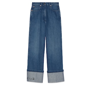 Denim trouser with Gucci print