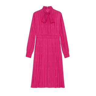 Interlocking G chain silk jacquard dress