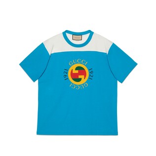 Cotton jersey T-shirt with Gucci print