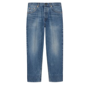 Pantalon en denim biologique délavé avec étiquette