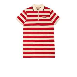 Striped fabric polo dress