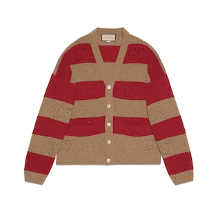 Cardigan in lana a righe GG