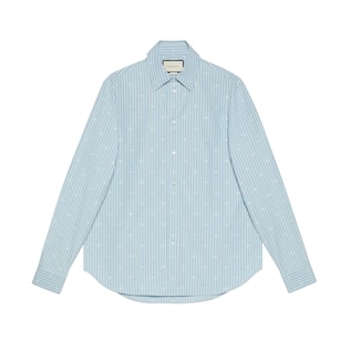 Camicia in cotone fil coupé a righe GG