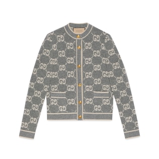Cardigan in lana GG jacquard bouclé