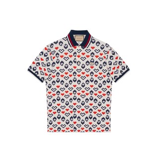 Square G print cotton piquet polo