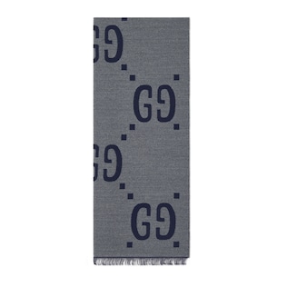 GG jacquard wool silk scarf