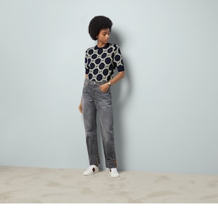 Reversible GG wool jacquard top