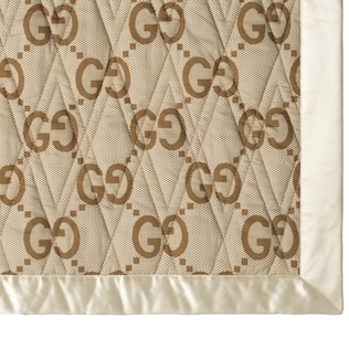 Double-sided GG quilted cotton blanket