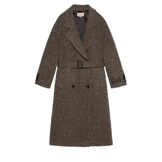 Wool herringbone double-breasted coat