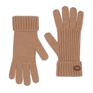 Wool cashmere gloves with Double G