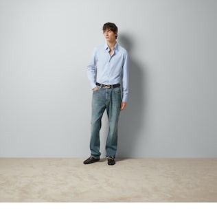 Cotton poplin shirt with Double G