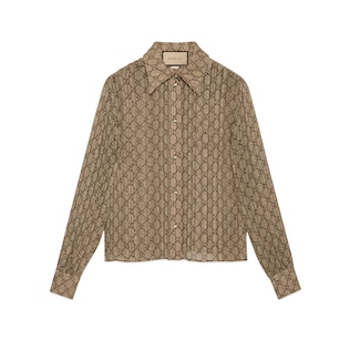 GG damier print silk shirt