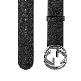 Wide belt with Interlocking G buckle