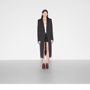 Double-breasted long wool coat