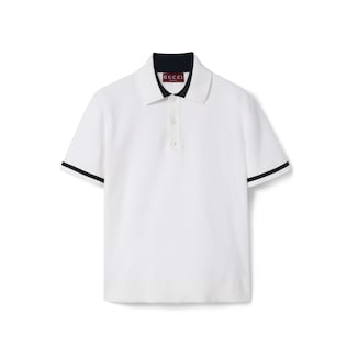 Knit cotton polo shirt with intarsia