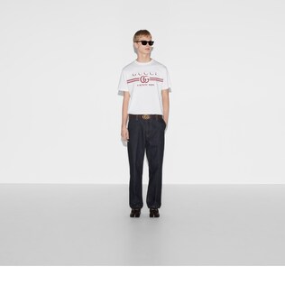 Cotton jersey T-shirt with Gucci print