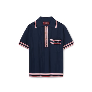 Polo top with striped trim