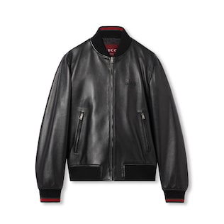 Leather bomber jacket with Web