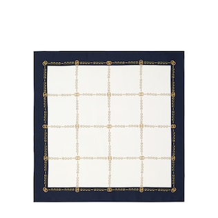 Fazzoletto da taschino in seta con Incrocio GG e catena Gucci