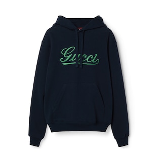 Embroidered cotton jersey hooded sweatshirt