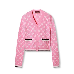 Cotton cardigan with GG intarsia