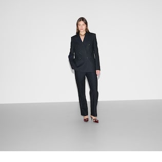 Double-breasted GG wool jacket