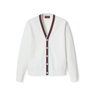 Cotton knit cardigan with Web