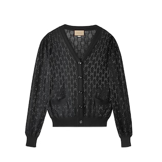 Cardigan aus feiner Wolle mit GG Kristallen
