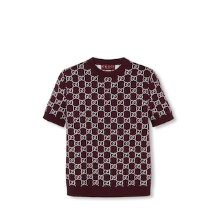 Reversible GG wool jacquard top