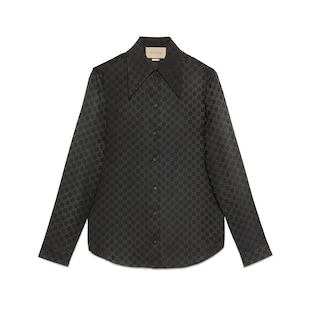 Camisa de crepé de seda con GG