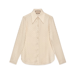 Chemise en crêpe de soie à motif GG