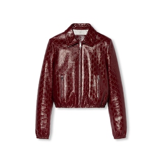 GG embossed leather bomber jacket