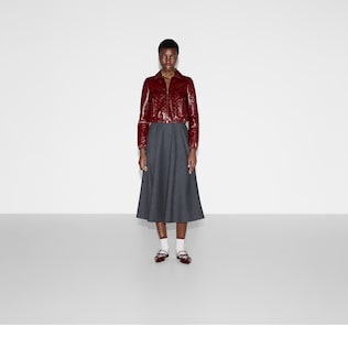 GG embossed leather bomber jacket