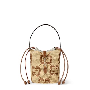 Woven mini bucket bag