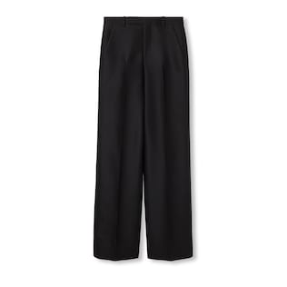 Wool silk gabardine pant with embroidery