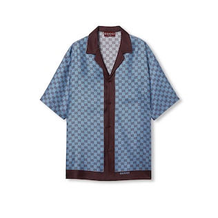 Regular fit printed silk twill shirt