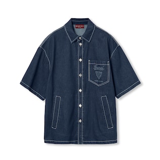 Lasered denim shirt