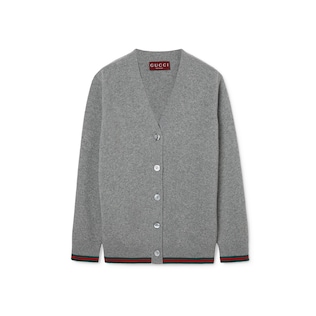 Wool and cashmere cardigan with Web