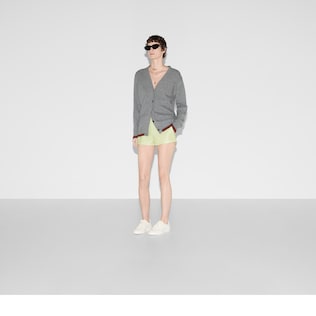 Wool and cashmere cardigan with Web