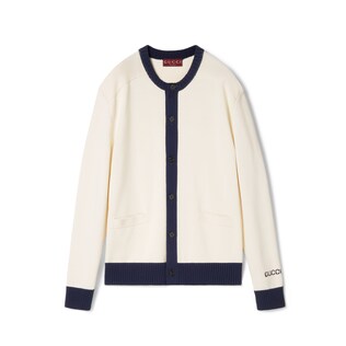 Cotton cardigan with intarsia