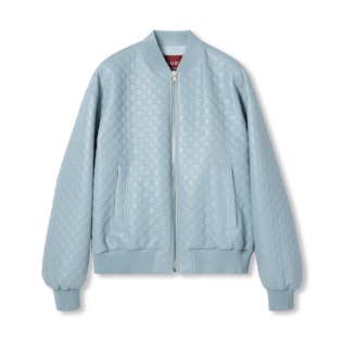 Chaqueta bomber de piel con GG en relieve