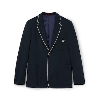Cotton jersey jacket with embroidery