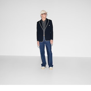 Cotton jersey jacket with embroidery