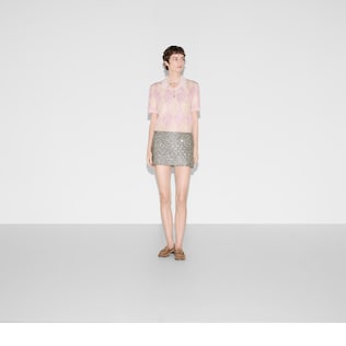 Embroidered GG wool tweed mini skirt