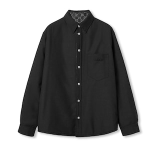Reversible wool and GG denim shirt