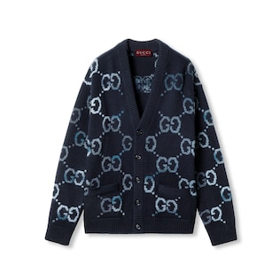 Wool cardigan with GG intarsia