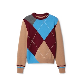 Wool cashmere argyle jumper