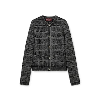 Cardigan en jacquard de laine et lamé à carreaux